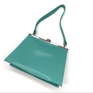 Vintage 1990s y2k aqua/turquoise blue leather bag